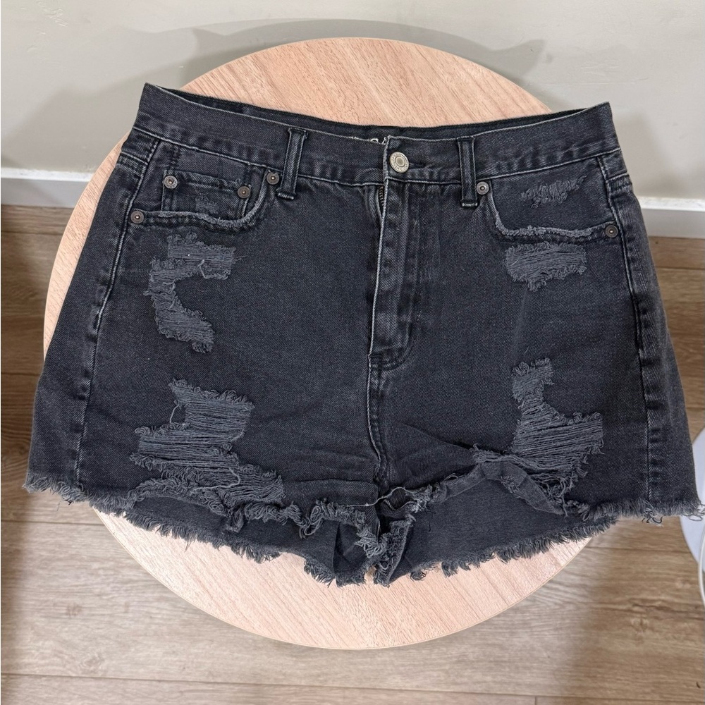 American Eagle Outfitters Black Distressed Jean Shorts